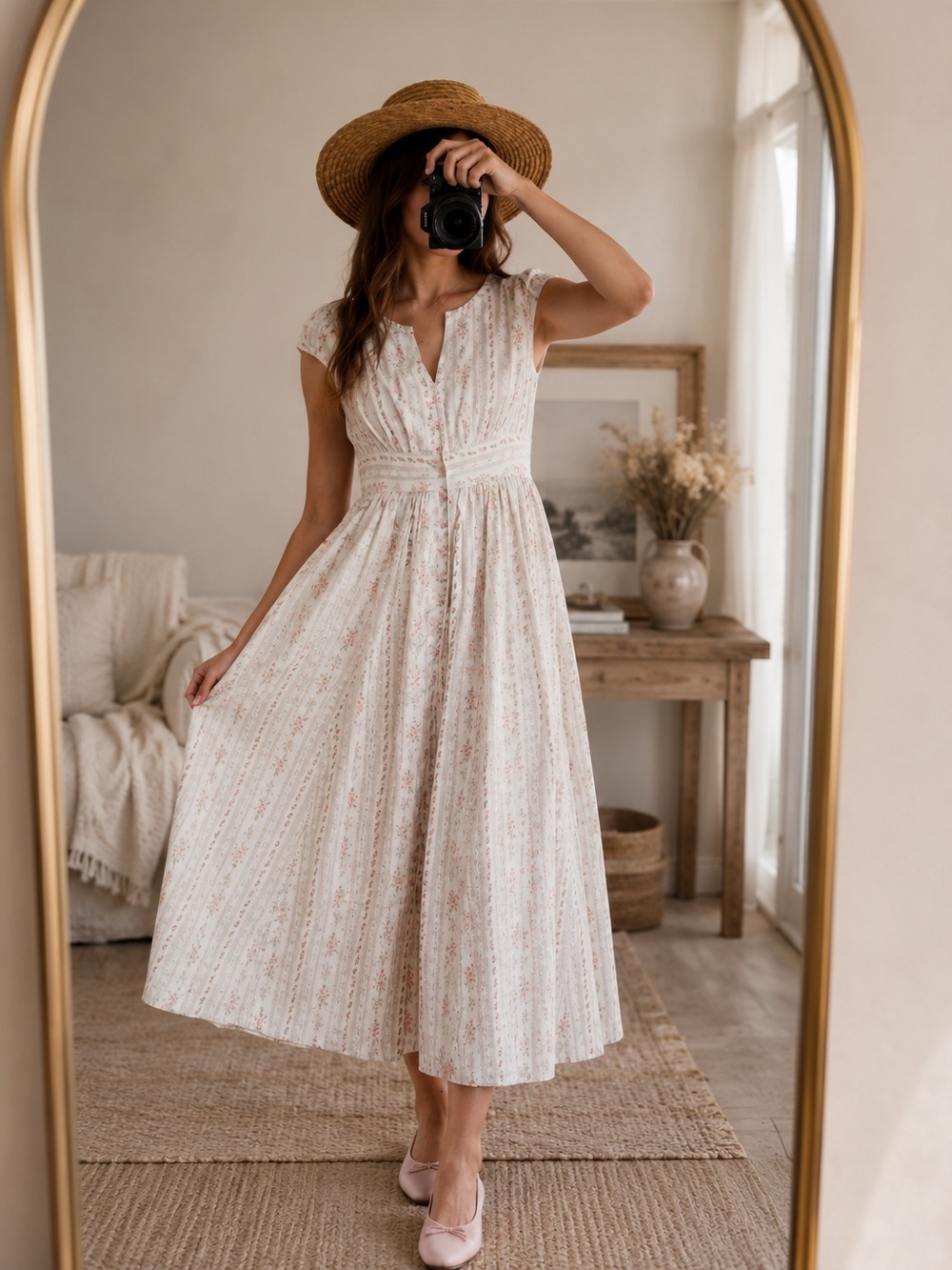 NWT In Loom Ravensdale Floral Cotton Maxi Dress | White Boho Smocked w’ Pockets